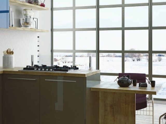 Кухня «БРИГ» с фасадами из акрилового пластика