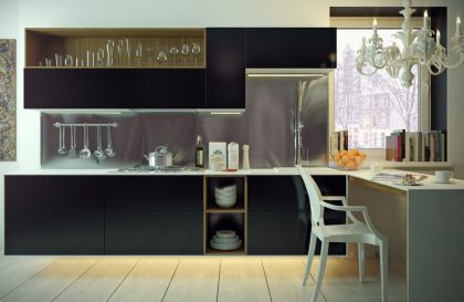 Современная кухня ALVA с матовыми фасадами из МДФ Эмаль