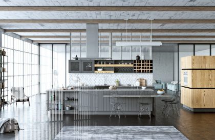 Кухня Loft Eko с фасадами из МДФ облицованными шпоном