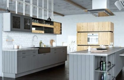 Кухня Loft Eko с фасадами из МДФ облицованными шпоном
